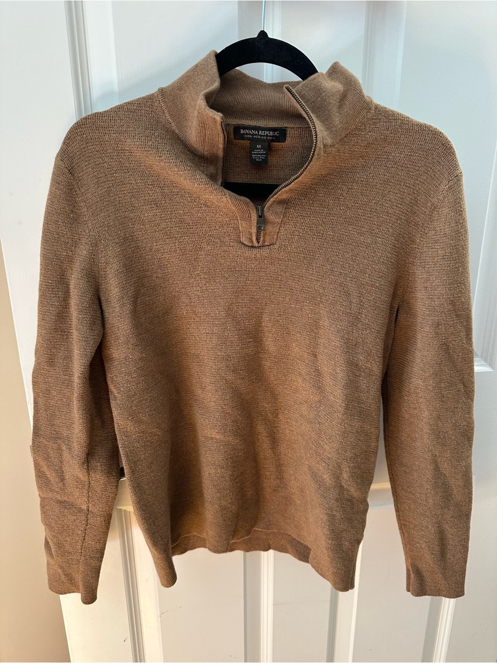Banana Republic Men's Zip-Front Sweater in Camel Brown